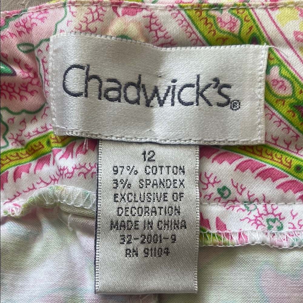 Chadwick’s Pink & Green Paisley Knee-Length A-Line Skirt. Size 12 - Picture 2 of 12
